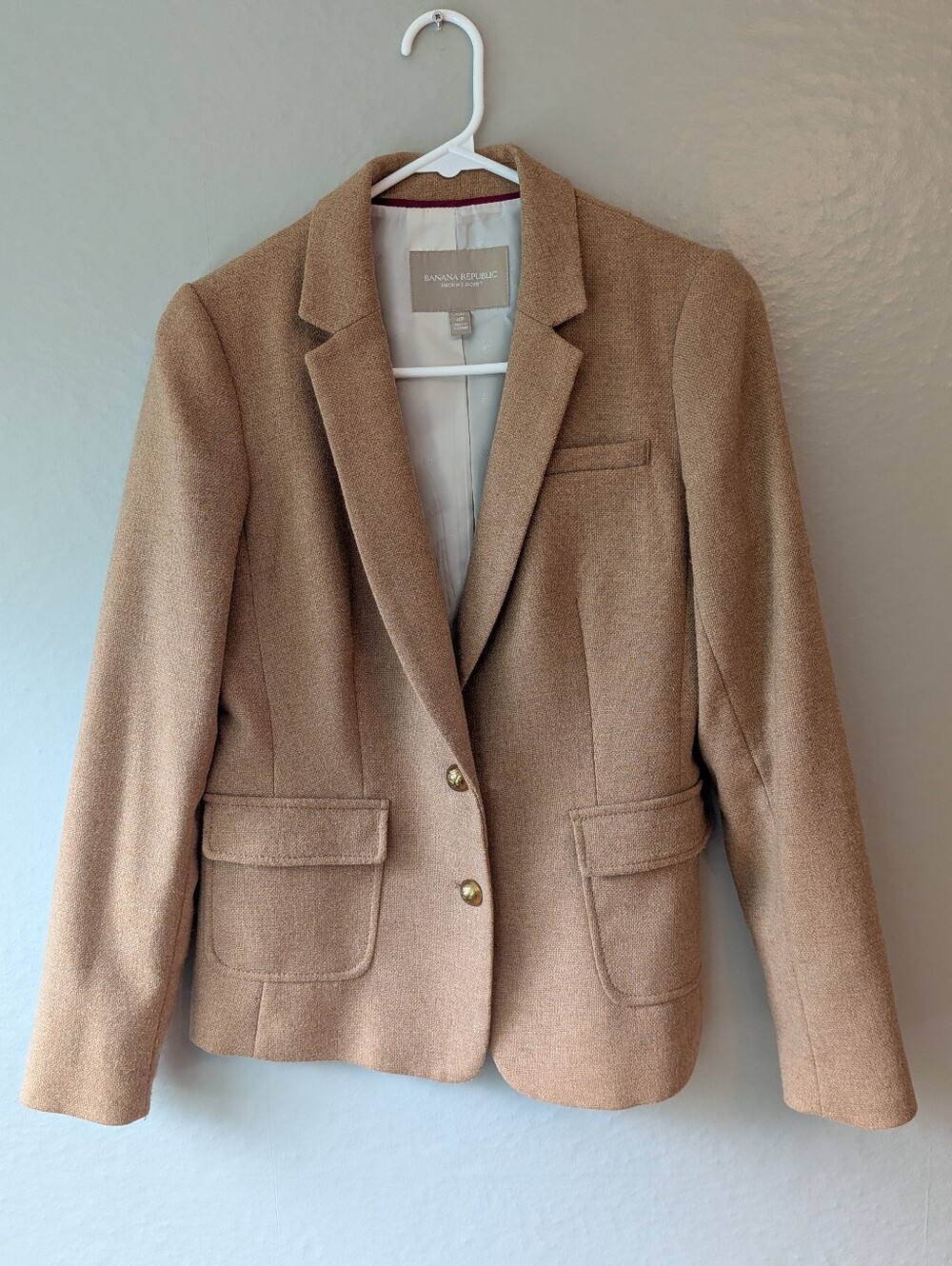 Banana Republic Camel/Tan Wool-Blend Tailored Blazer